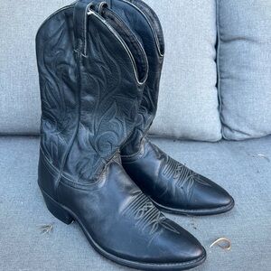 Black Leather Cowboy Boots